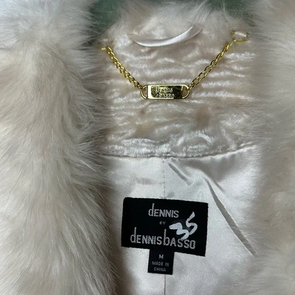 NWOT Dennis Basso Soft Faux Fur & Velvet Ivory Coat | Medium - Picture 8 of 14
